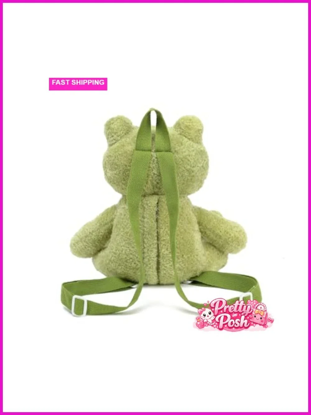 Cute Frog Stuffed Animal Plush Backpack Kawaii Fluffy Bag with Adjustable Strap